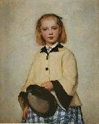 Albert Anker Huftbild eines Madchens oil